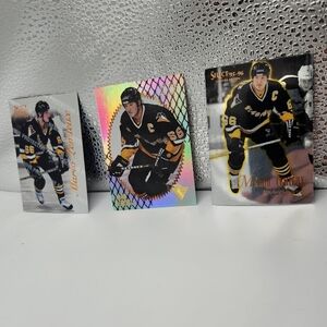 Lot of 3 Hockey Cards Holographic Mario Lemieux Pittsburgh Penguins